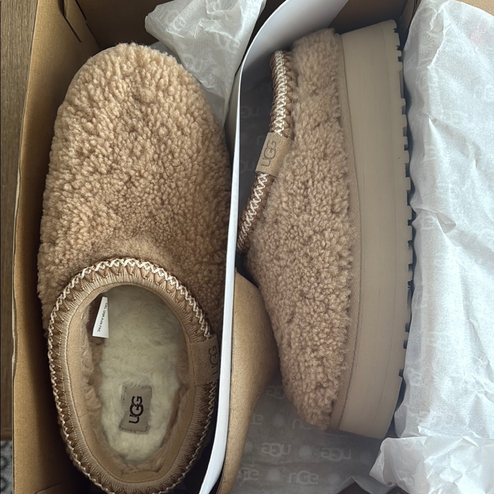 UGG Tan Shearling Slip-On Shoes